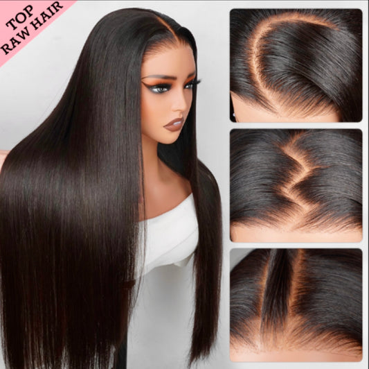 Raw Straight Hair Wigs with HD lace