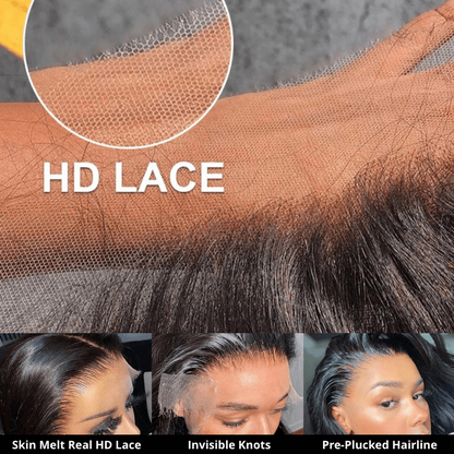 Raw Straight Hair Wigs with HD lace